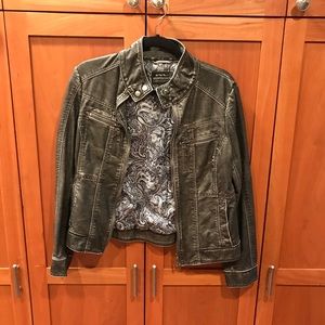 Dark Grey Faux Leather Jacket